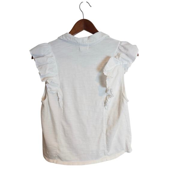 Nation LTD Archer Ruffled White Cotton Button Up Shirt Medium - Picture 6 of 10